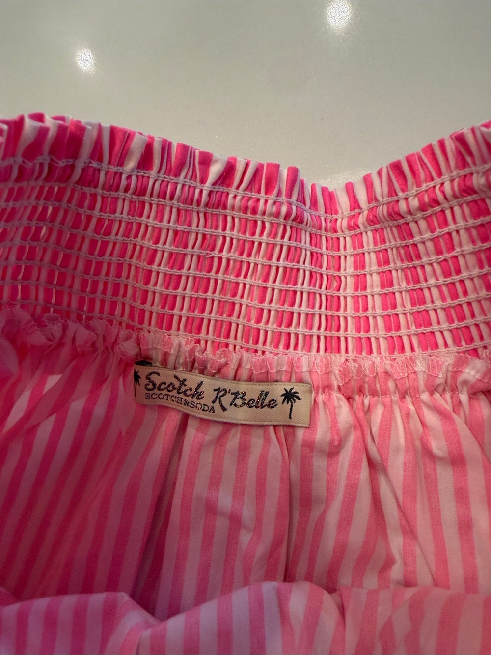 Scotch & Soda Pink and White Striped Ruffle Girl's Skirt - Picture 3 of 4